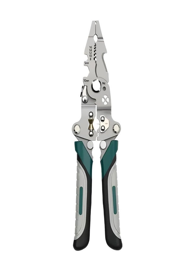 XBEY 9-in-1 Multifunctional Stainless Steel Wire Cutter Foldable Wire Stripper Crimper Cable Cutter Pliers for Cutting Electrical Stripping Tool & Crimping Tool (9 In 1 Foldable Wire Stripper) - Image 1